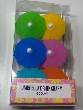 New Umbrella Drink Charms - Colorful Assorted 6-Pack
